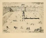 La grande Place des Vosges, du temps de Louis XIII by Salvador Dalí, 1958, Heliogravure auf Richard de Bas (Wasserzeichen), sold Apr 2024