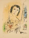 Marc Chagall, Selbstbildnis, 1974, Farblithografie auf Arches (Wasserzeichen)