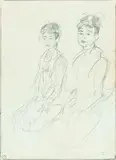 Isaac Israëls, Zwei Mädchen aus Bali, Um 1921/22, Bleistiftzeichnung auf Papier