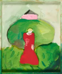 Anatol Herzfeld, "Erdmute", 1990, Acryl auf Pappe. In bemaltem Holzrahmen