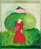 Anatol Herzfeld, "Erdmute", 1990, Acryl auf Pappe. In bemaltem Holzrahmen