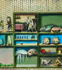 Setzkasten by Sebastian Meschenmoser, 2007, Öl auf Leinwand, sold Apr 2024