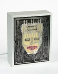 Data One by Petrus Wandrey, 1995, Leiterplatte, Aluminium-Leuchtkasten, Kabel, sold Mar 2024