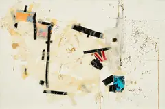 Pete Doherty, Blood Painting, 2010, Mischtechnik und Collage auf Leinwand