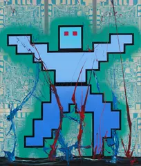 "Chipdancer 9" by Petrus Wandrey, 1989, Collage und Mischtechnik auf Leinwand, sold Mar 2024