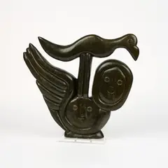 Josiah Manzi, Lovers Protected By Bird Spirit, 2001, Serpentin, patiniert