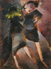 Die Diele der Dame by Werner Scholz, 1927, Öl auf Malkarton, sold Nov 2024