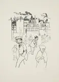 George Grosz, Vor den Fabriken (Aus: Im Schatten), 1920/21, Fotolithografie auf handgeschöpftem Bütten