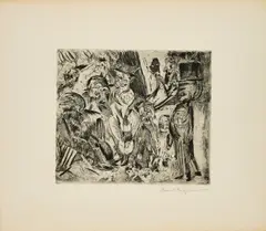 Bernhard Kretzschmar, Spaziergang mit Passanten, 1920, Radierung auf Bütten