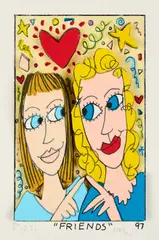 Friends by James Rizzi, 1997, Farbserigrafie (3D) auf leichtem Karton, sold Jan 2024