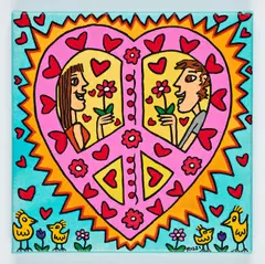 James Rizzi, May Peace And Love Be With You, Farbserigrafie auf Leinwand