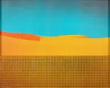 Heinz Mack, Station 7. Die Plateaus (Aus: Sahara-Edition), 1972-75, Serigrafie innen auf der Glasscheibe über quecksilberbedampftem Kunststoffgitter auf Farbserigrafie auf leichtem Karton