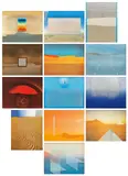 Heinz Mack, Sahara-Edition, 1972-1975, Sieb- und Irisdrucke auf leichtem Karton. Zum Teil mit unterschiedlichen Materialien collagiert u.a. mit geprägter Aluminiumfolie, Kunststoffgitter, Nylonnetz, Drähte, Sand, Plexiglasscheibe