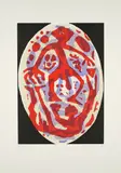 A. R. Penck, Heinrich Heine, 1997, Farbradierung auf Zerkall (Wasserzeichen)