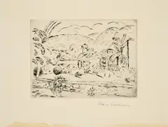 Hans Purrmann, Südliche Landschaft Porto d'Ischia, 1956, Radierung auf Velin