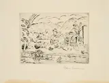 Hans Purrmann, Südliche Landschaft Porto d'Ischia, 1956, Radierung auf Velin