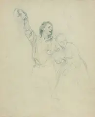 Paul Delaroche, Studie zweier Figuren, Bleistift auf Papier