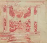 Florentiner Schule, Die Aussendung des Heiligen Geistes, Roter Bleistift, aquarelliert und  weiss gehöht auf Papier
