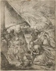 Monogrammist P.F., Anbetung der Hirten, Kupferstich auf Papier