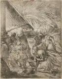 Monogrammist P.F., Anbetung der Hirten, Kupferstich auf Papier
