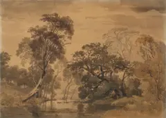 Französische Schule, Flussauen, Aquarell auf Papier