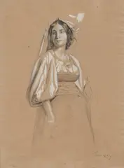 Hermann Nebel, Italienerin, Bleistift, weiß gehöht auf Papier