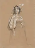Hermann Nebel, Italienerin, Bleistift, weiß gehöht auf Papier