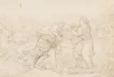 Italienische Schule, Christus und die Samariterin am Brunnen, Bleistift auf Papier