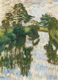 Otto Modersohn, An der Wümme, 1911, Öl auf Malpappe