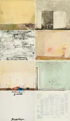 Klaus Fußmann, Spuren, 1973/74, Mappenwerk mit 7 Farblithografien auf Velin. Mit Textblatt und Deckblatt. In der originalen Leinenkassette