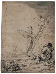Leonard Bramer, Jakobs Traum, Tuschpinsel, laviert auf Papier