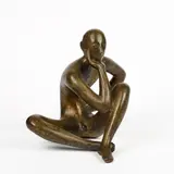 Karl-Heinz Krause, Ohne Titel (Sinnierender Mann), 1968, Bronze, braun patiniert