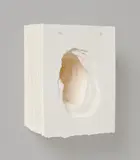 Angela Glajcar, Terforation 2019-042, 2019, Papier (200g), gerissen. Auf Halterung aus Metall und Kunststoff