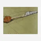 Christo, Wrapped Tree, Project, 1979, lithograph with collage of transparent polyethylene, fabric, twine, thread and staples
