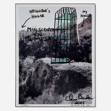 Chris Burden, Mini Skyscraper on Little Mesa, 2003, offset print in colors on embossed metal