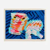 Sad Cat (from the Cats portfolio) by Karel Appel, 1979, lithograph in colors, sold Sep 2023