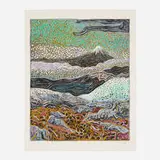 Billy Childish, Volcano (from the Greenpeace 50 Years portfolio), 2022, screenprint and lithograph in colors on Somerset