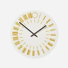 Tauba Auerbach, 24-hour wall clock, 2013, screenprint on composite, enameled aluminum, brass