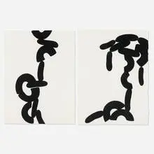 Martha Friedman, Not Simply Connected #5 (diptych), 2007, powdered graphite and matte medium on paper