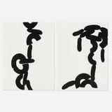 Martha Friedman, Not Simply Connected #5 (diptych), 2007, powdered graphite and matte medium on paper