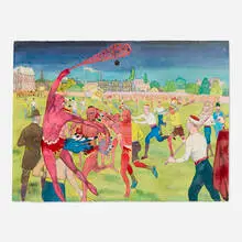 Aaron Morse, Lacrosse Players, 2006, acrylic, watercolor and graphite on paper