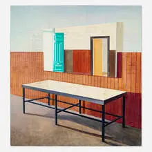 Carlos Vega, Missing Rent, 2000, oil and collage on canvas