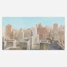 John Lessore, New York Skyline, 1989, oil on Masonite