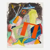 Lucio Pozzi, Red Battle, 1980, egg tempera, graphite and charcoal on paper