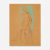 Hans Burkhardt, Study of a Seated Male Nude
