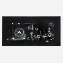 Untitled (Fireworks) by Seymour Fogel, c. 1970, oil on board, sold May 2025