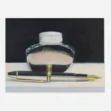 Joe Draegert, Pen and Ink Bottle, 1987, pastel on paper