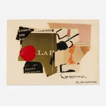 Mary Bonkemeyer, Untitled (Greetings), c. 1965, torn paper collage and ink on paper