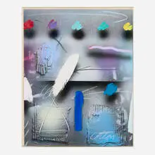 Will Cotton, Untitled (Abstract), 1985, acrylic, spray paint, ink and pastel on cardboard in artist's frame