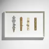 Dirk Bell, Geschwätz, 2008, strike plates, wood and glass